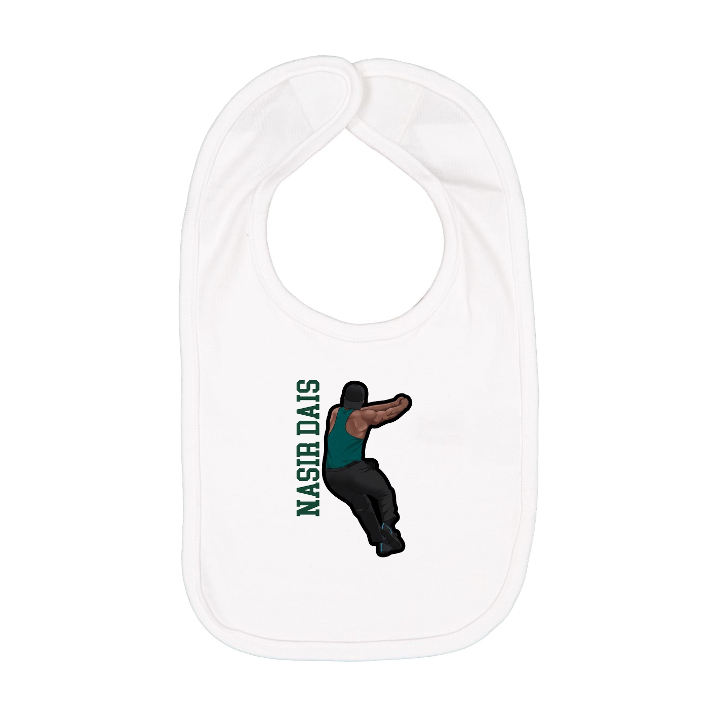 Infant Bib — Name Vertical in White