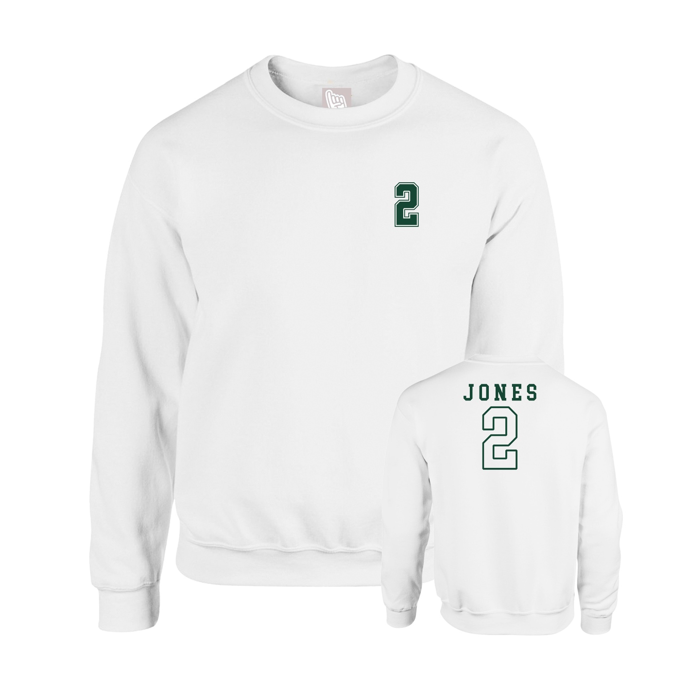Fleece Crew — Chest Back in White