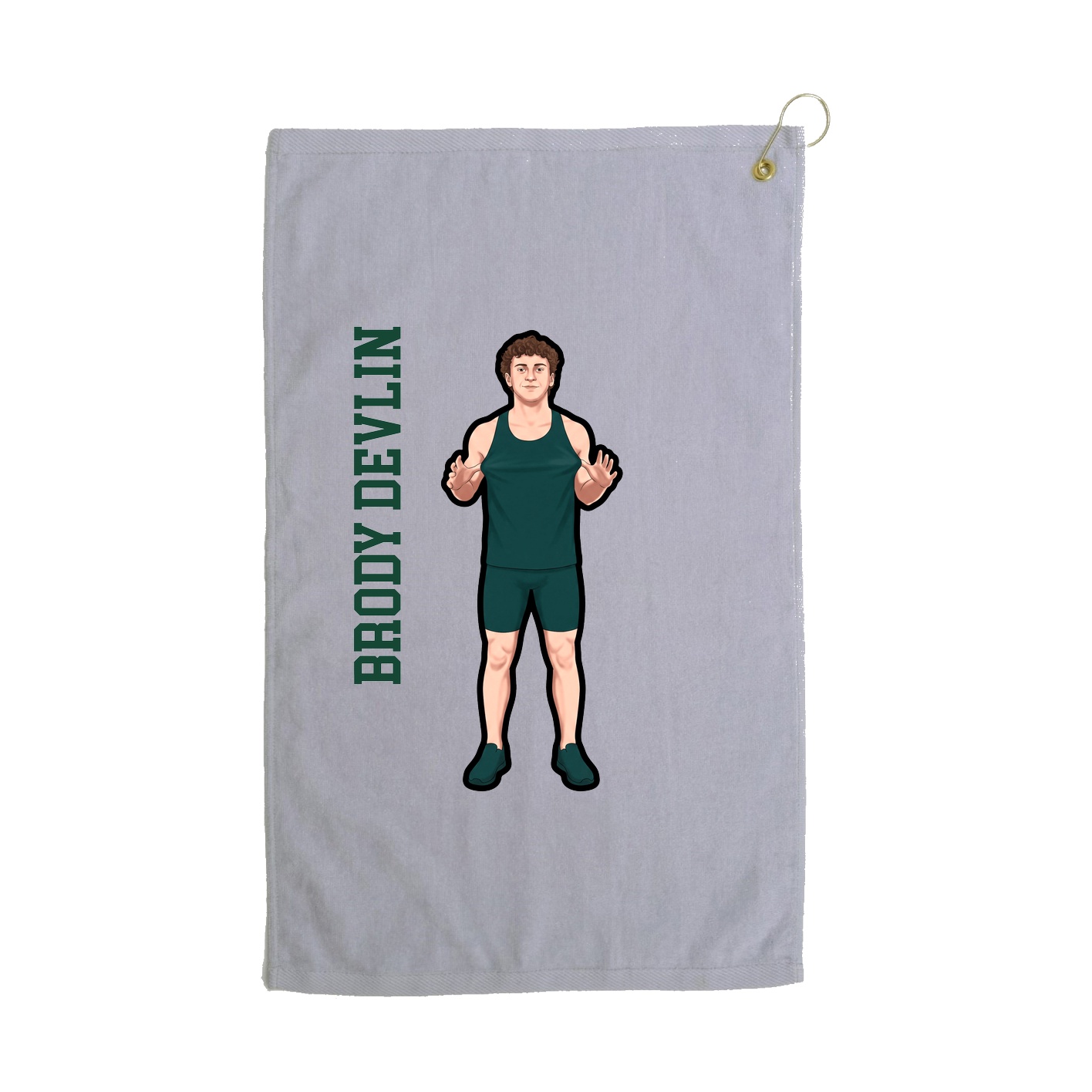 Golf Towel — Name Vertical in Grey