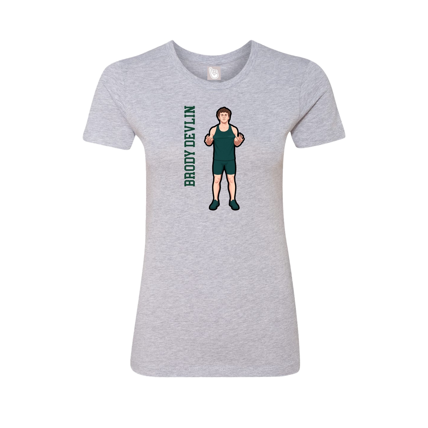 Fitted Women's Tee — Name Vertical in Grey