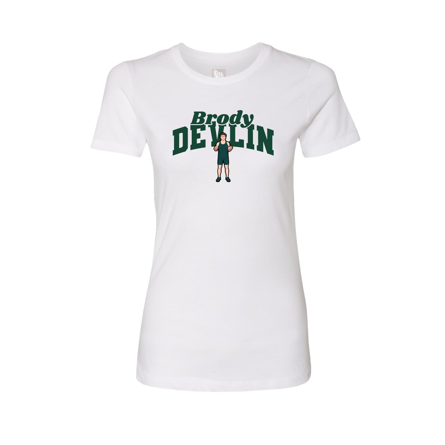 Fitted Women's Tee — Signature Arch in White
