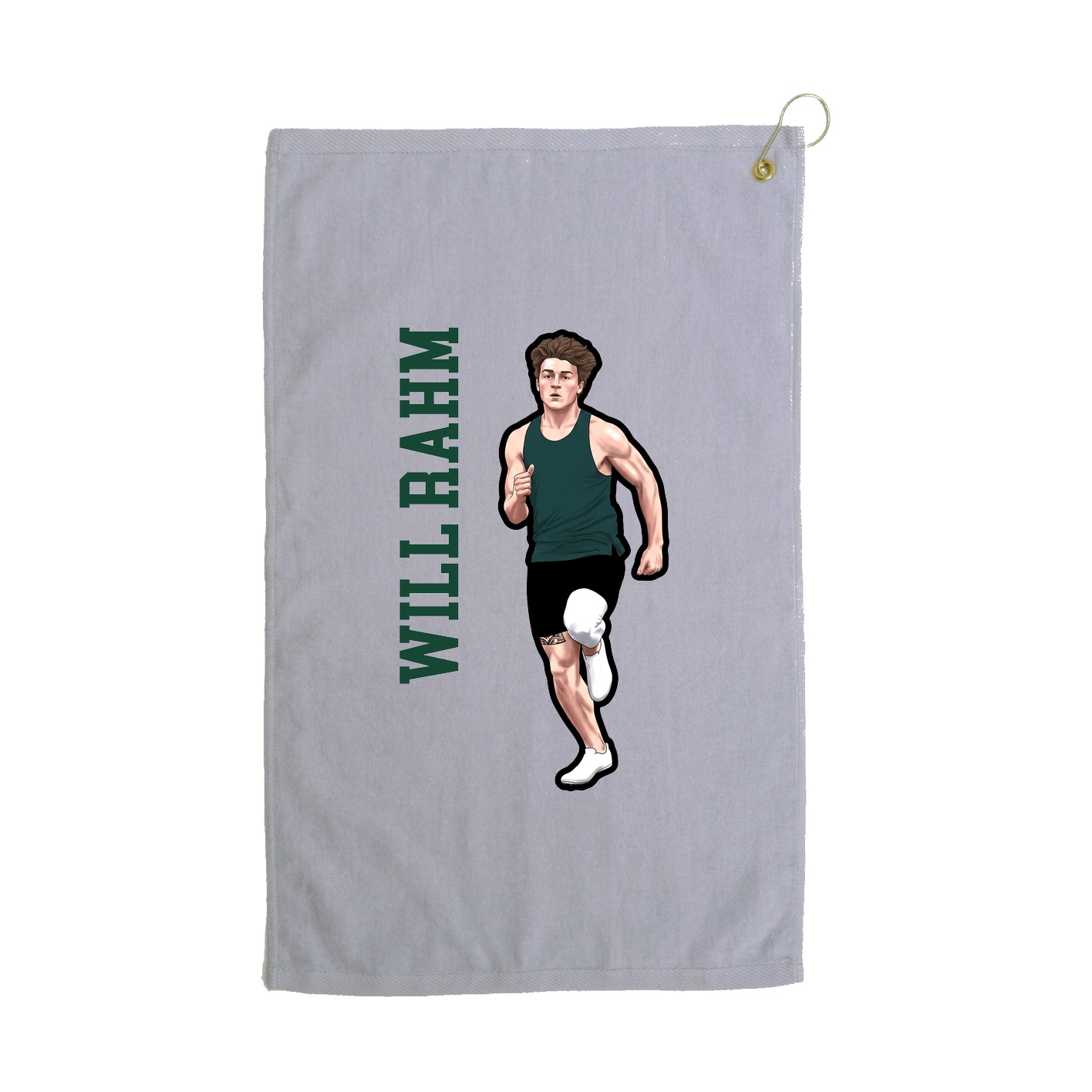 Golf Towel — Name Vertical in Grey