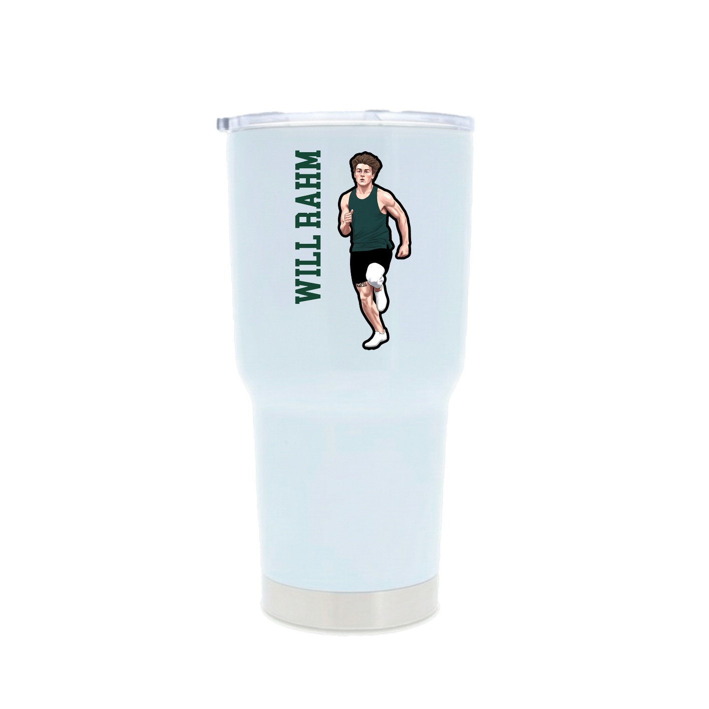 30oz Stainless Steel Tumbler — Name Vertical in White