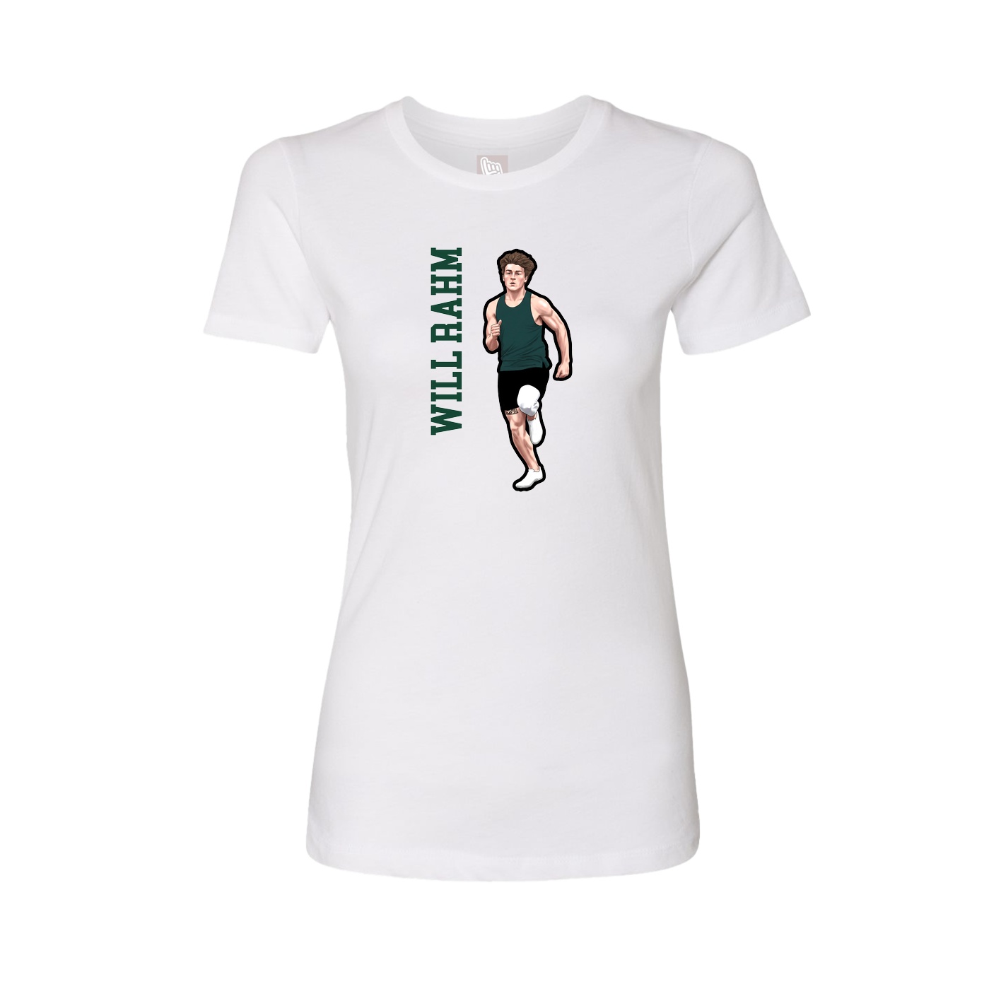 Fitted Women's Tee — Name Vertical in White