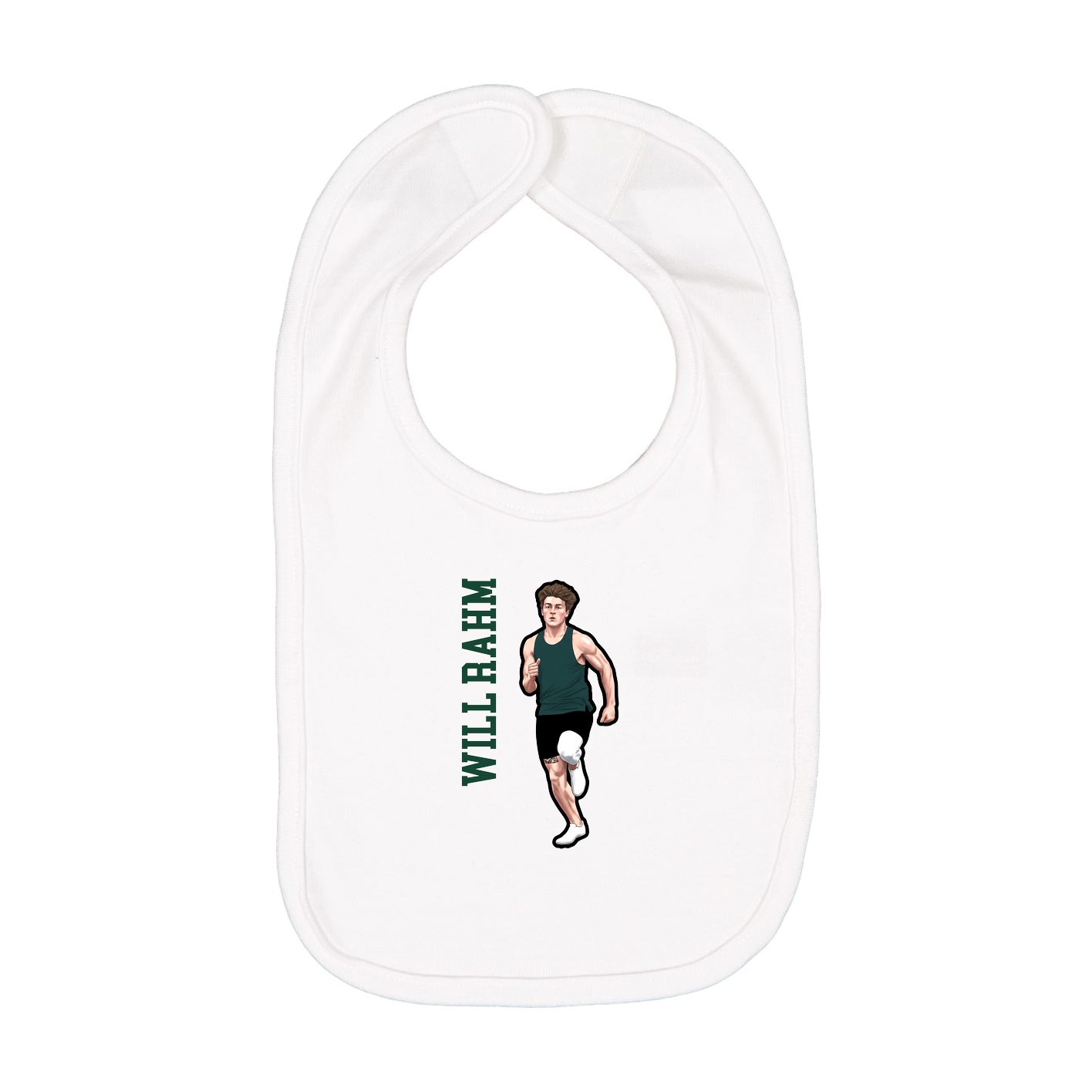 Infant Bib — Name Vertical in White