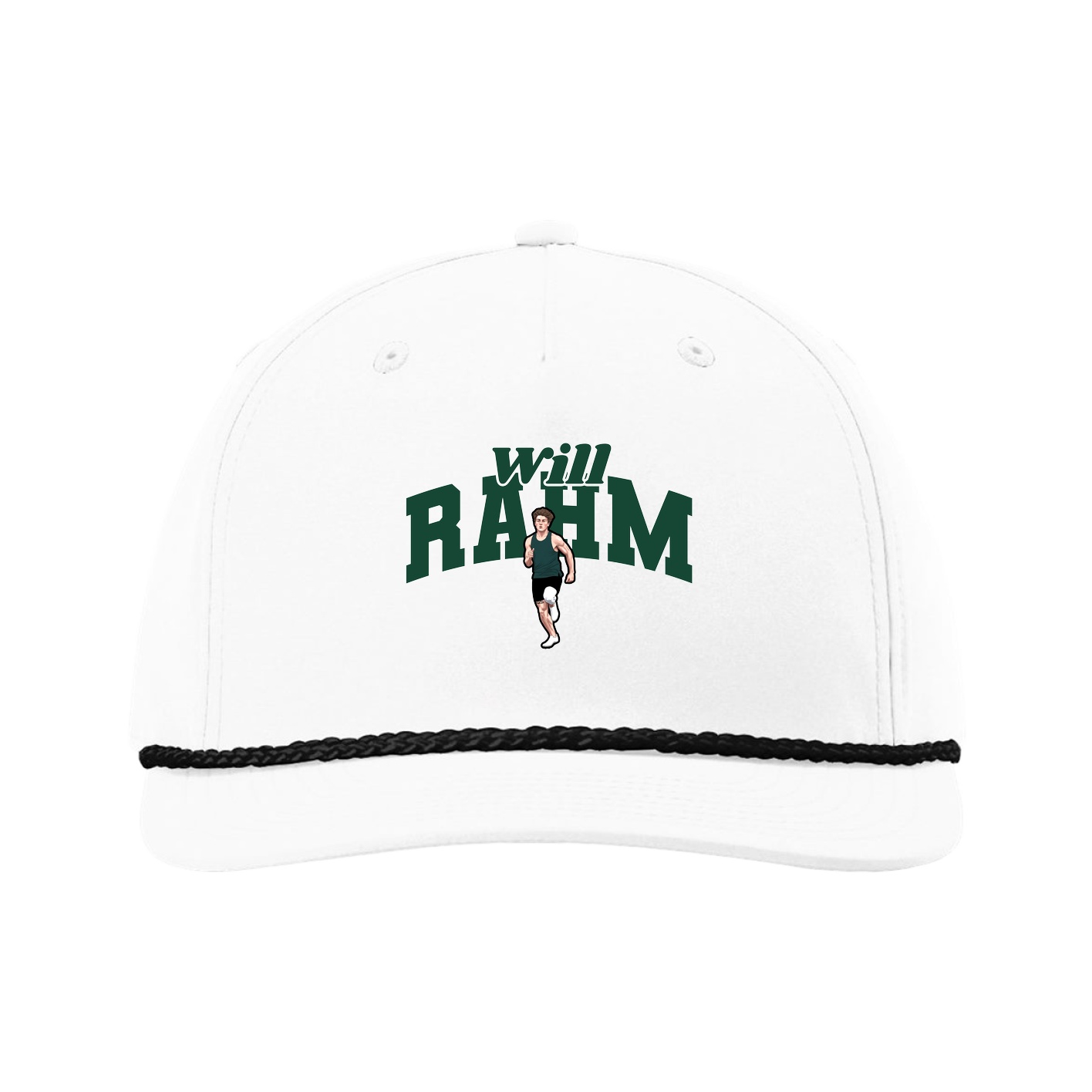 Five-Panel Classic Rope Cap — Signature Arch in White