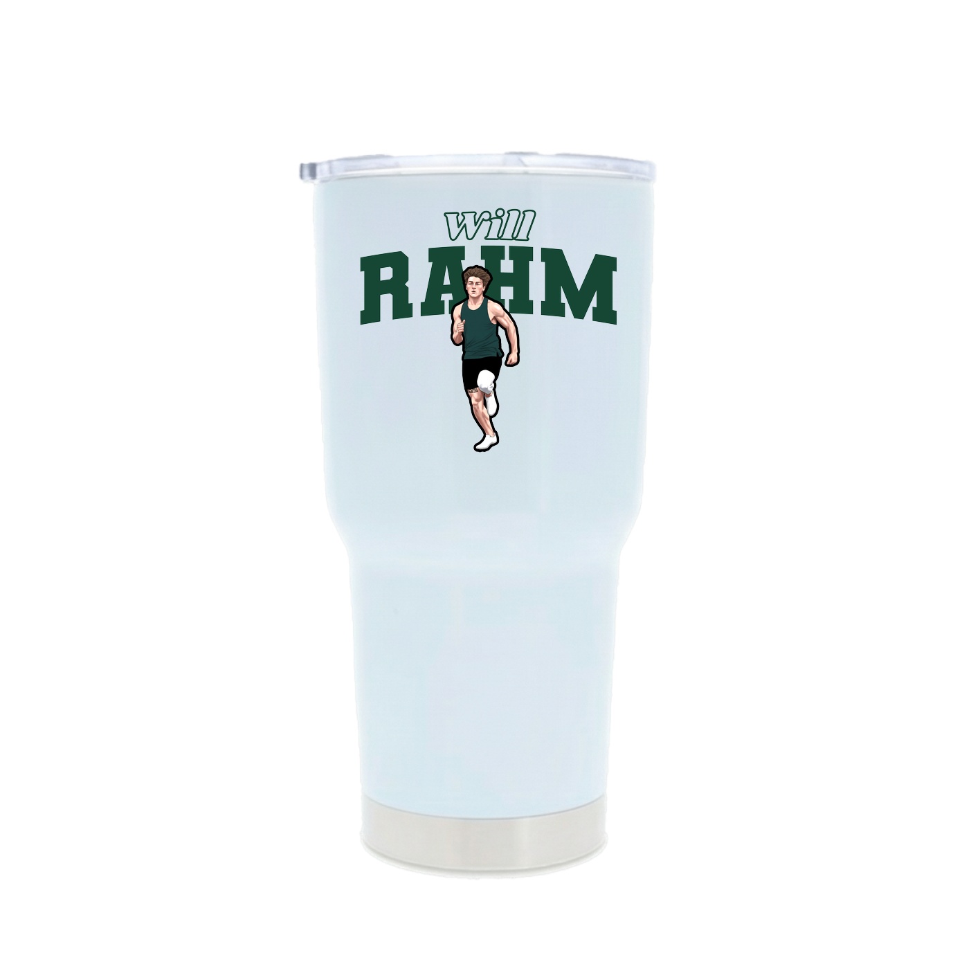 30oz Stainless Steel Tumbler — Name Arch in White