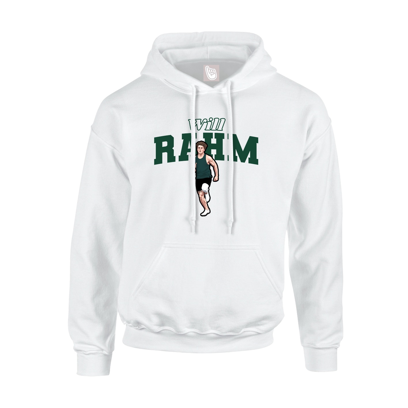 Youth Hoodie — Name Arch in White
