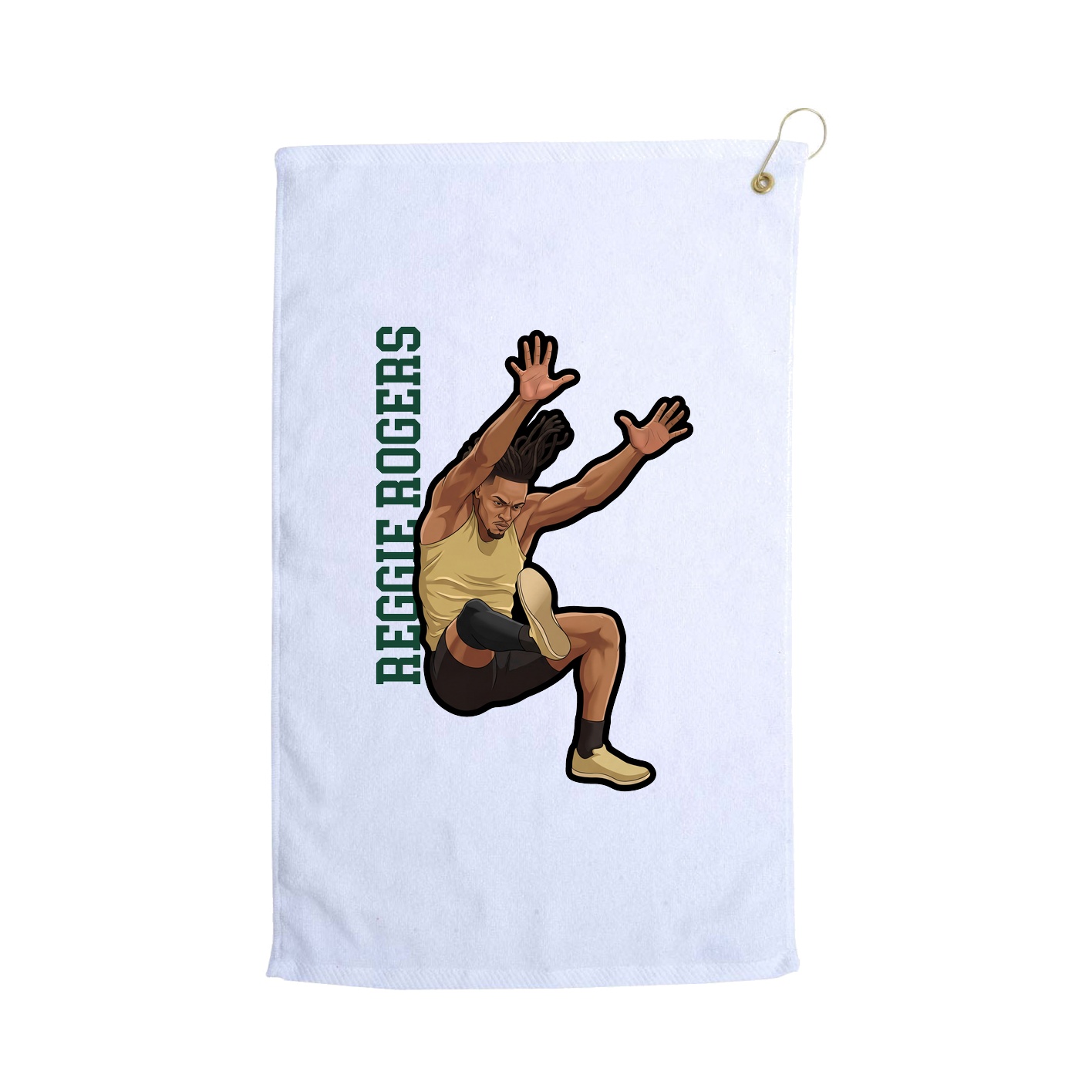 Golf Towel — Name Vertical in White