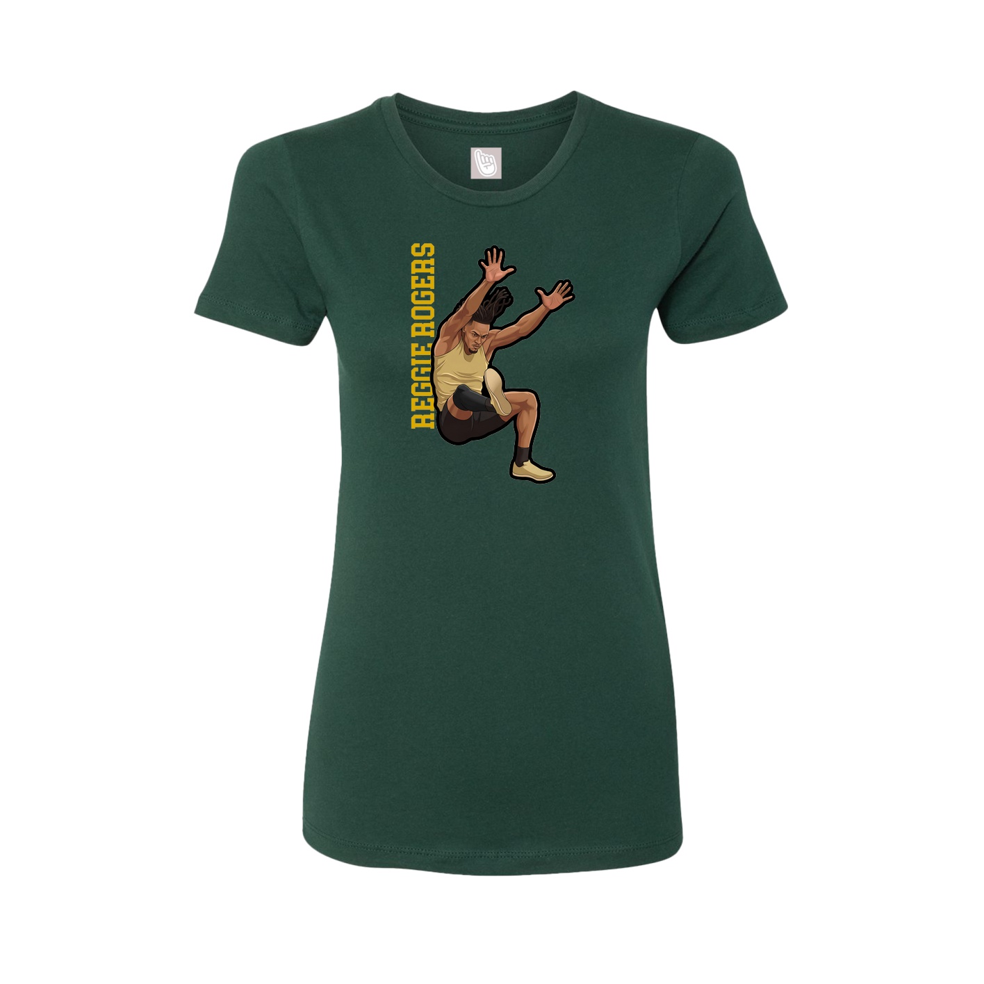 Fitted Women's Tee — Name Vertical in Green