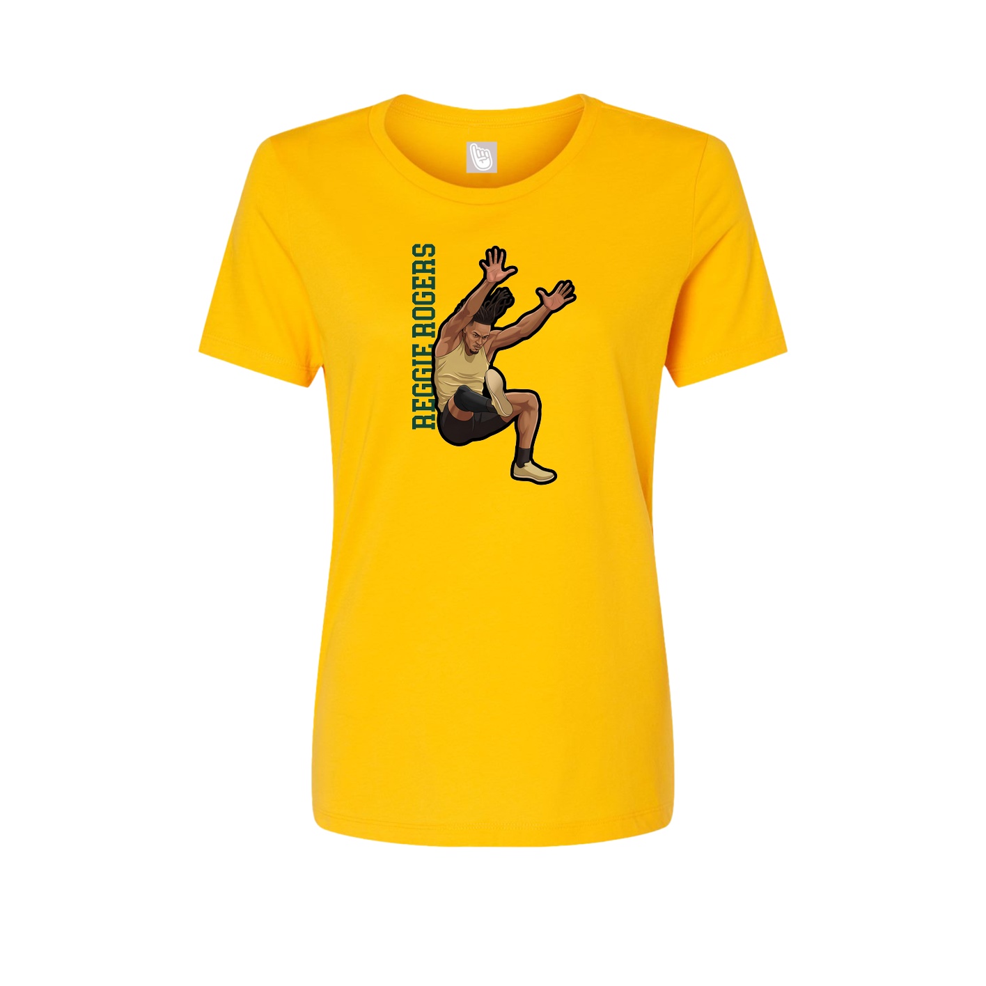 Fitted Women's Tee — Name Vertical in Gold