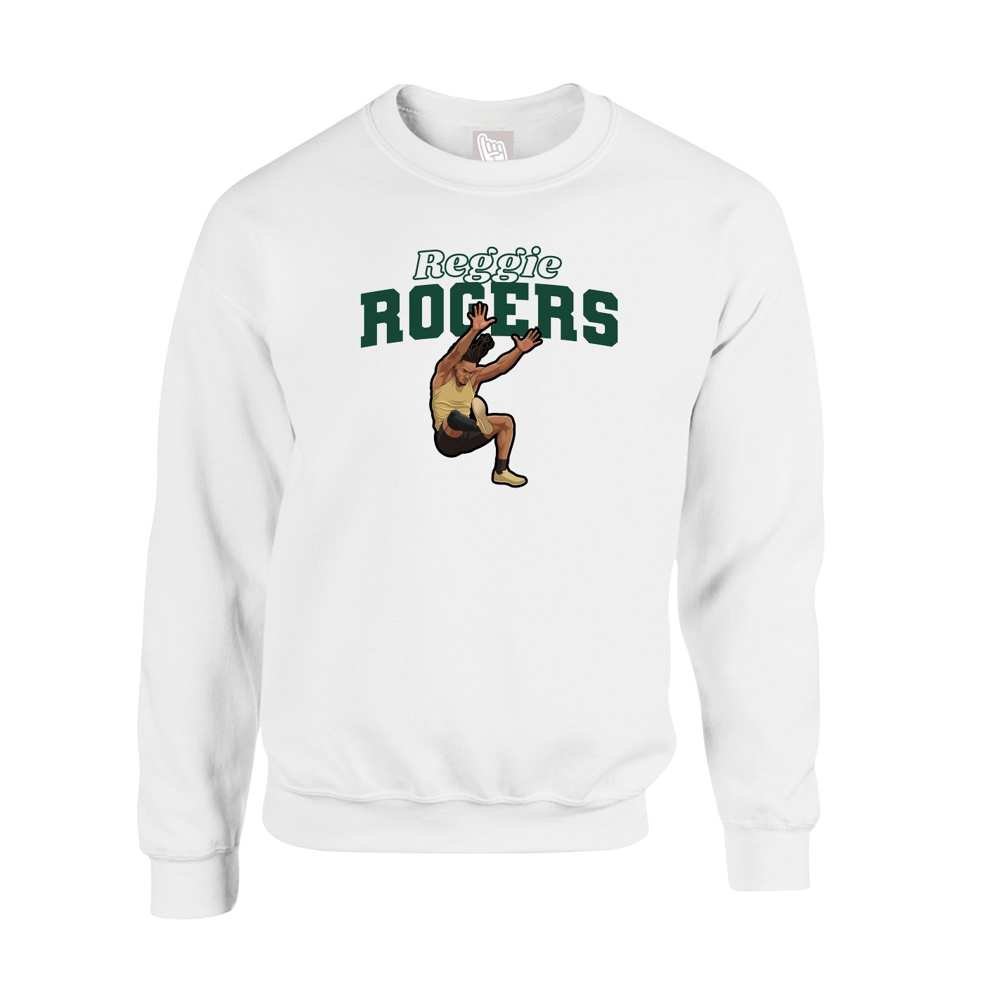 Fleece Crew — Name Arch in White