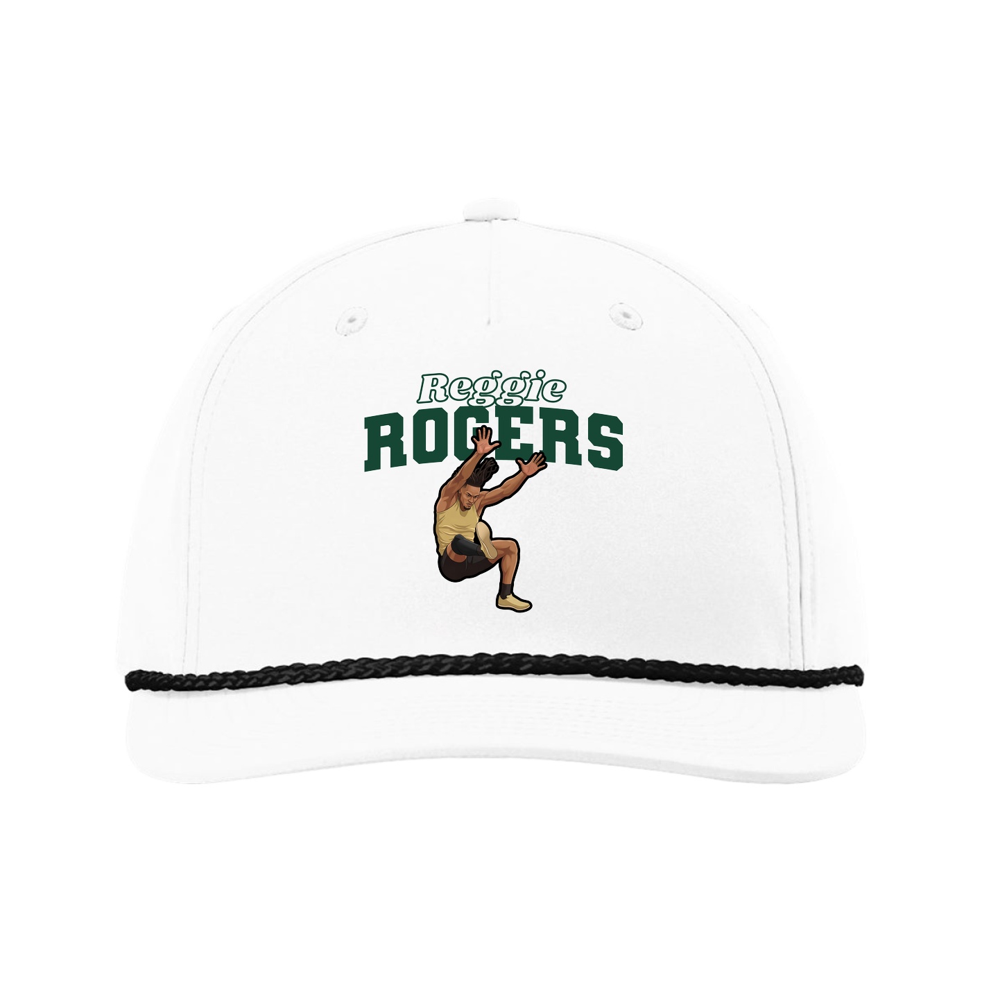 Five-Panel Classic Rope Cap — Name Arch in White