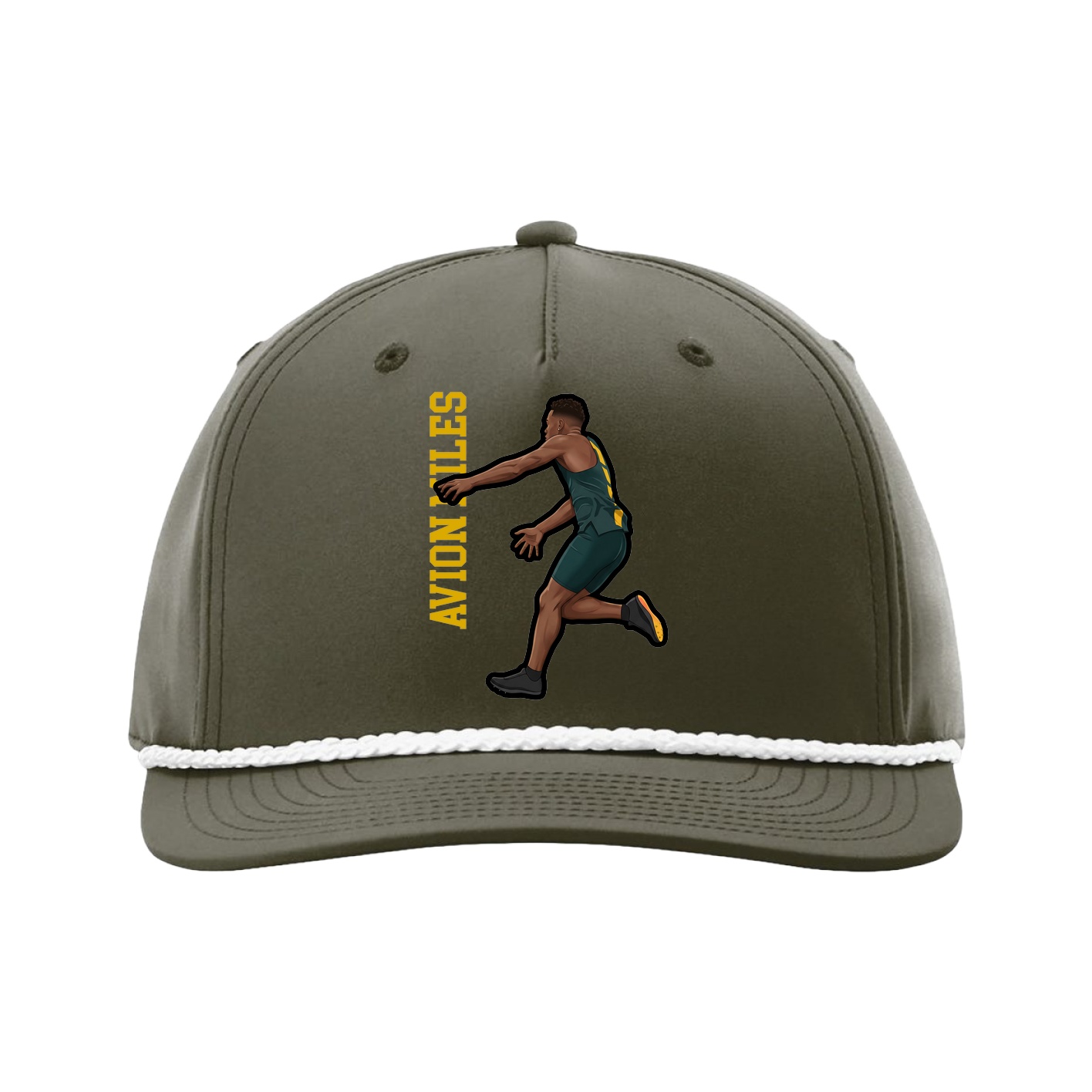 Five-Panel Classic Rope Cap — Name Vertical in Green