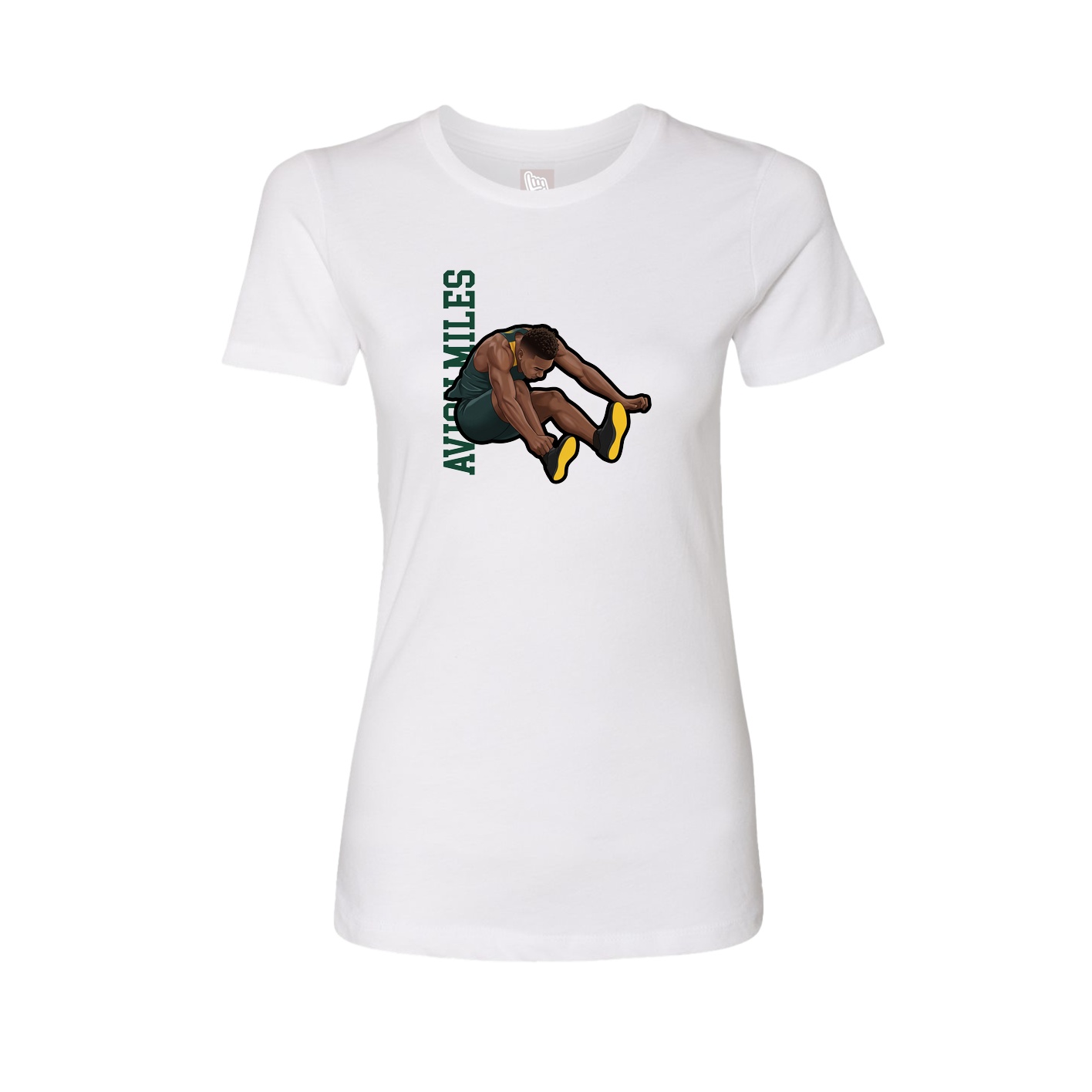 Fitted Women's Tee — Name Vertical in White