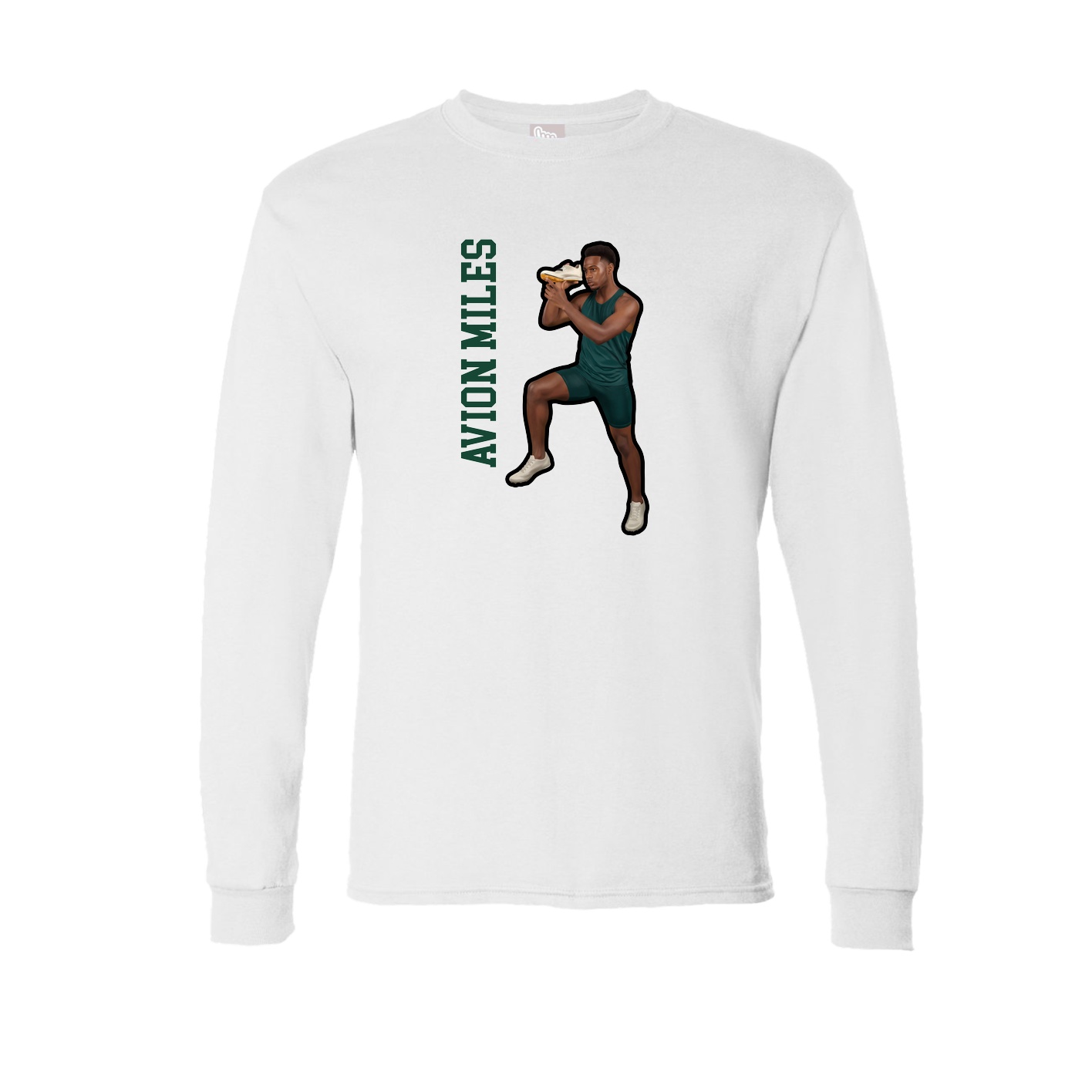 Long Sleeve Tee — Name Vertical in White