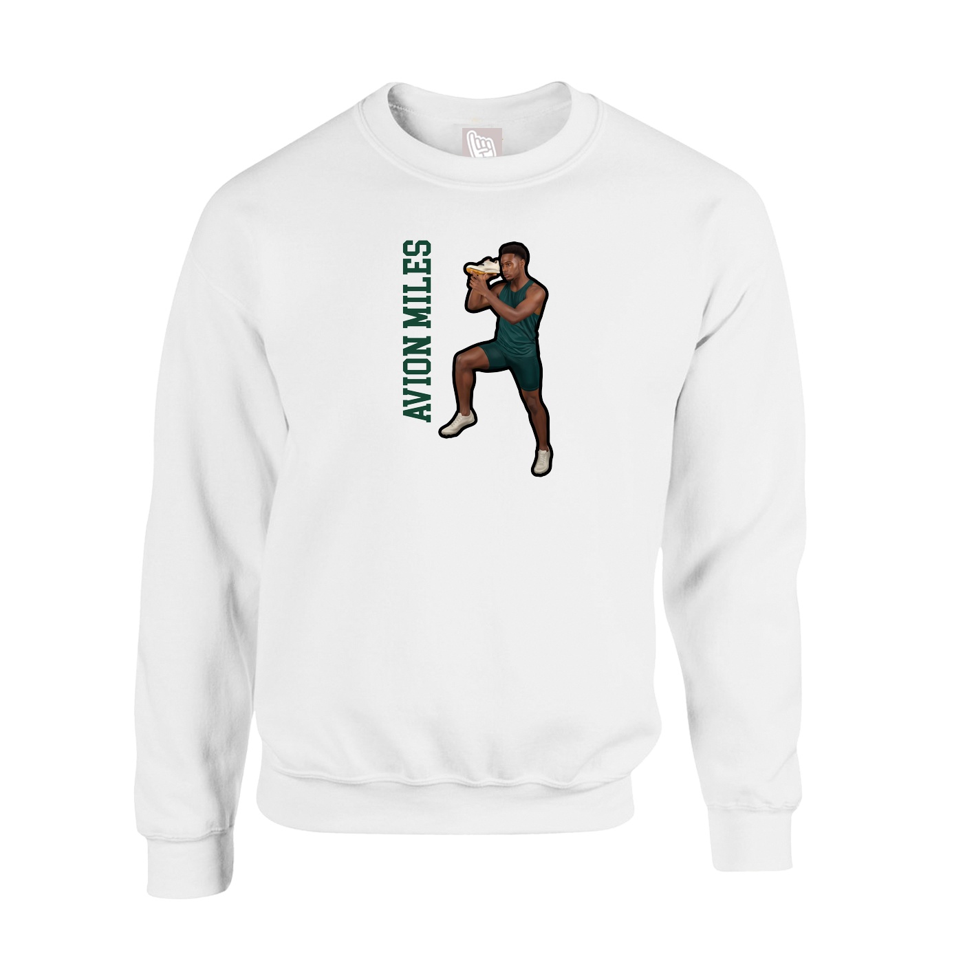 Fleece Crew — Name Vertical in White
