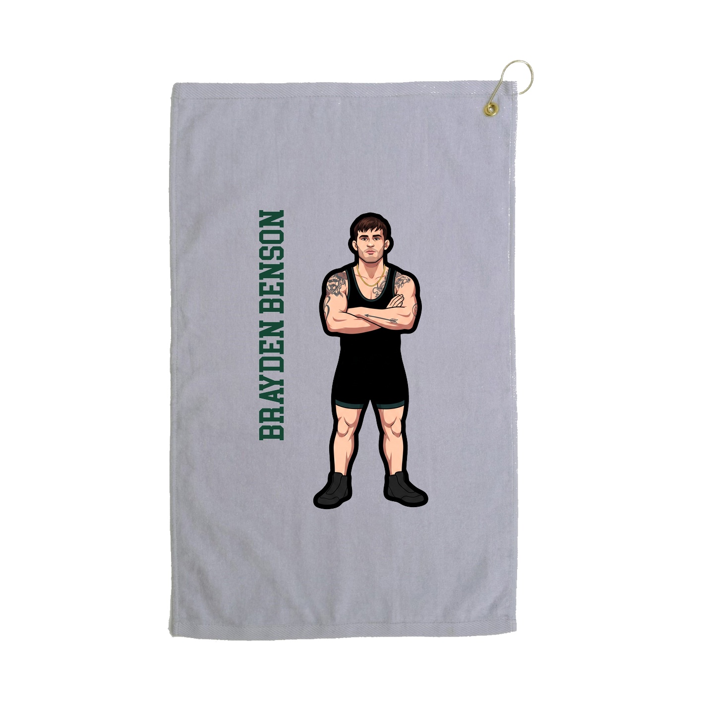 Golf Towel — Name Vertical in Grey