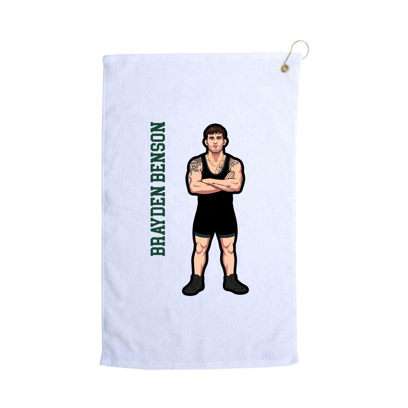 Golf Towel — Name Vertical in White