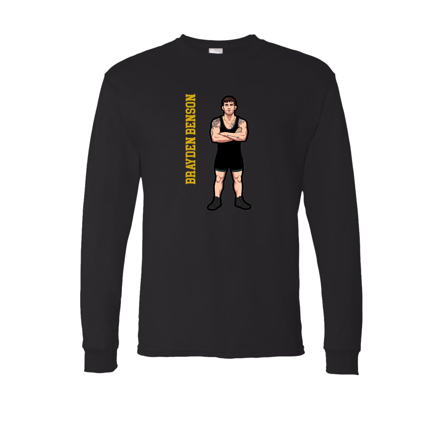 Long Sleeve Tee — Name Vertical in Black