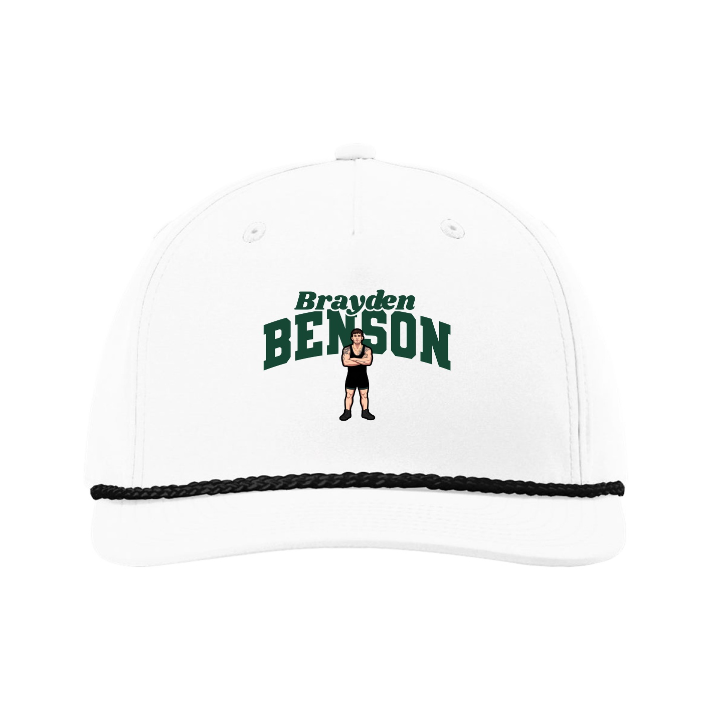 Five-Panel Classic Rope Cap — Signature Arch in White