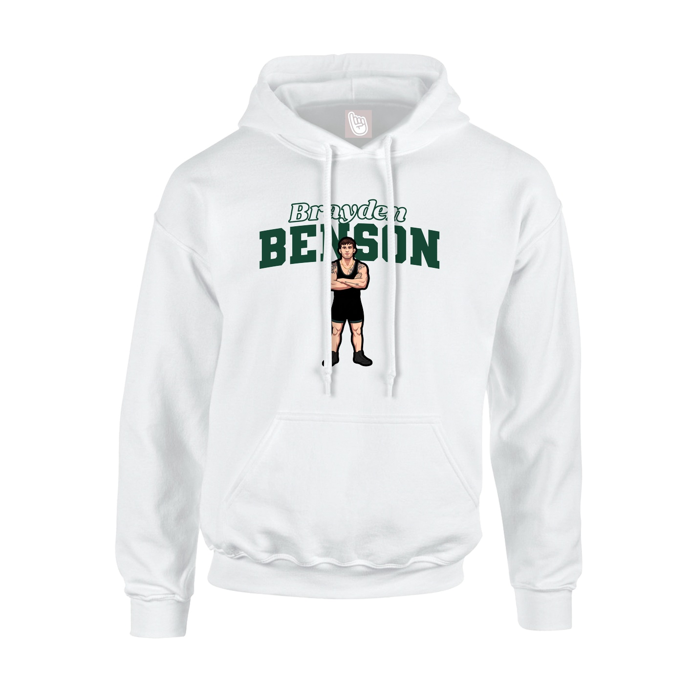 Youth Hoodie — Name Arch in White