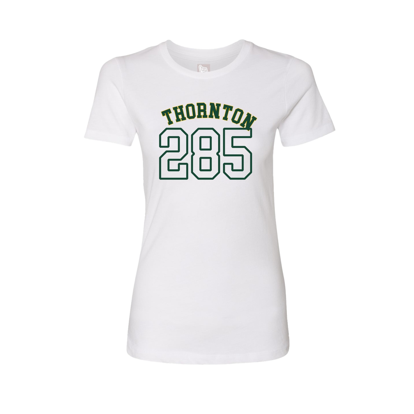 Fitted Women's Tee — Shirsey Arch in White