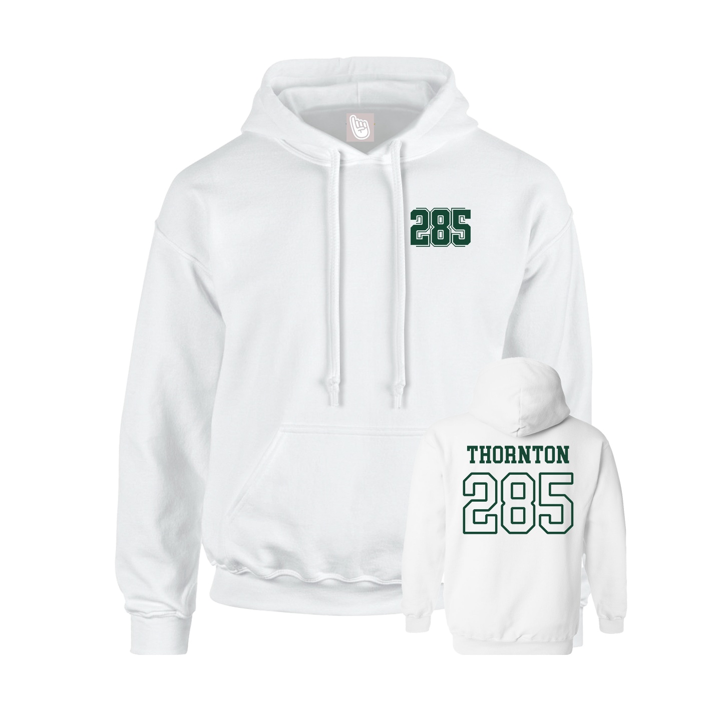 Youth Hoodie — Chest Back in White