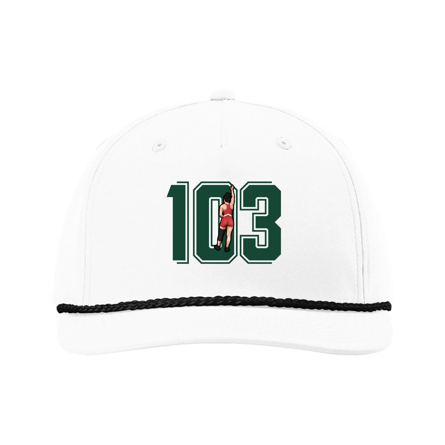 Five-Panel Classic Rope Cap — Number in White