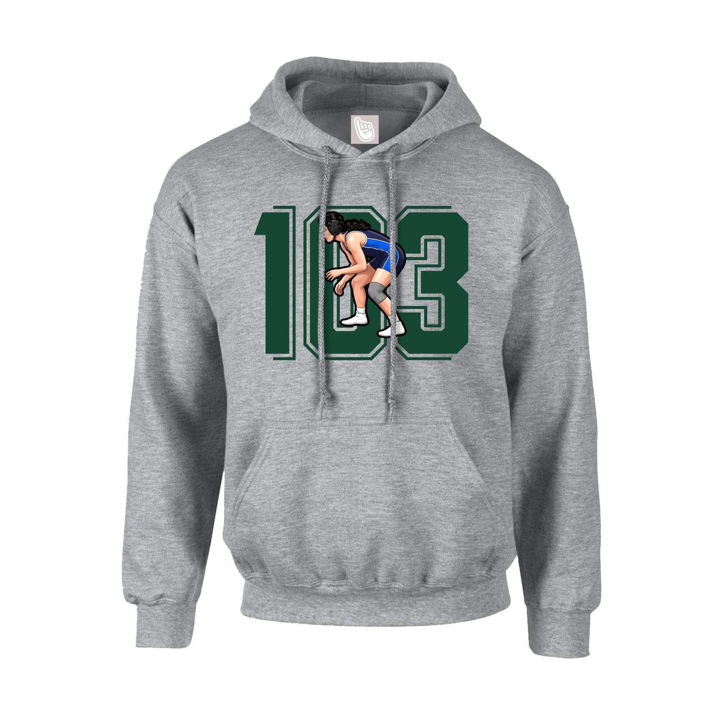 Youth Hoodie — Number in Grey