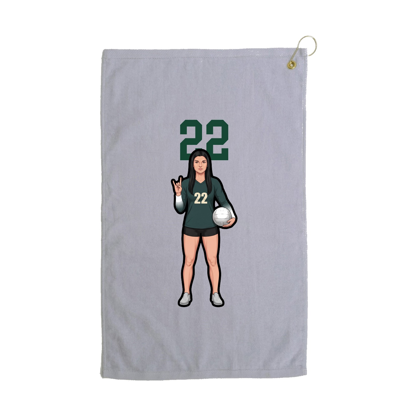 Golf Towel — Number Top in Grey