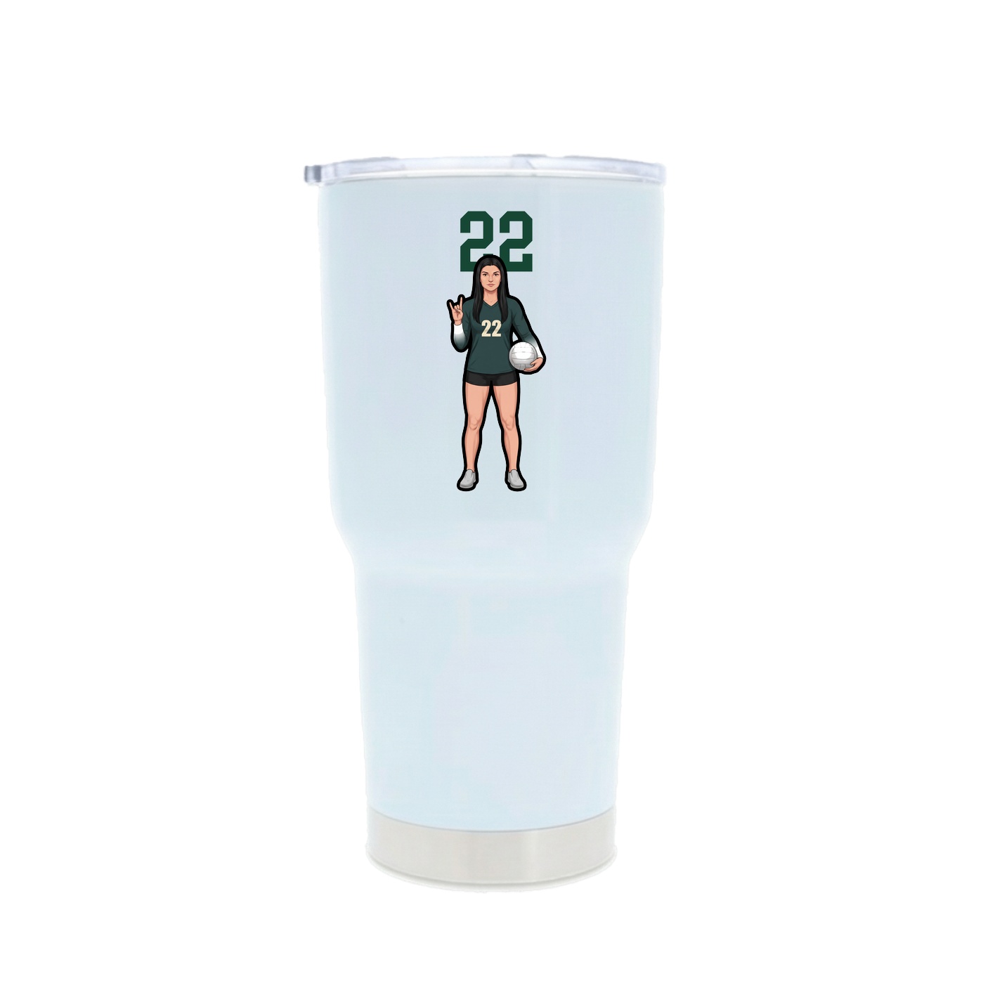 30oz Stainless Steel Tumbler — Number Top in White