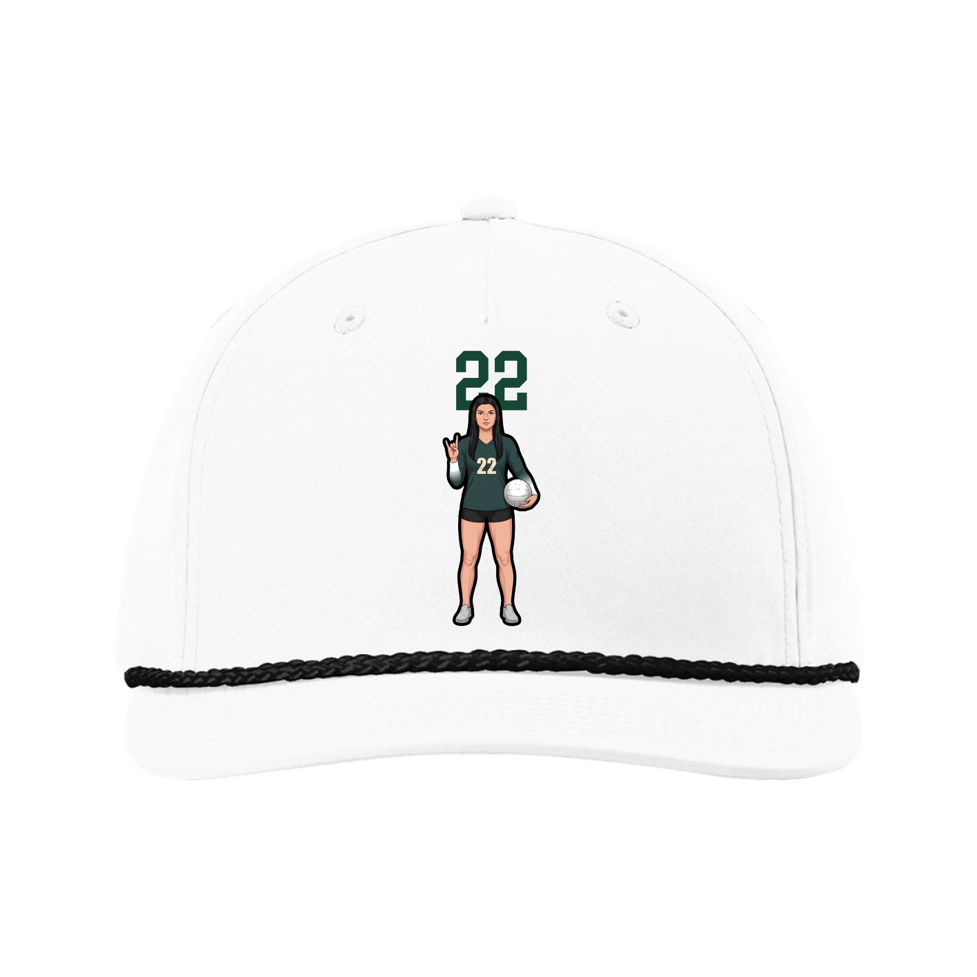 Five-Panel Classic Rope Cap — Number Top in White