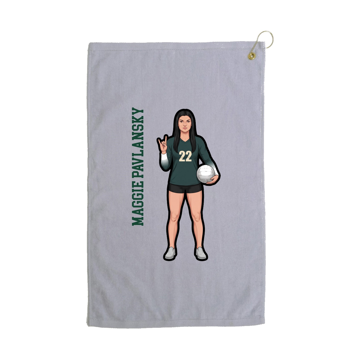 Golf Towel — Name Vertical in Grey