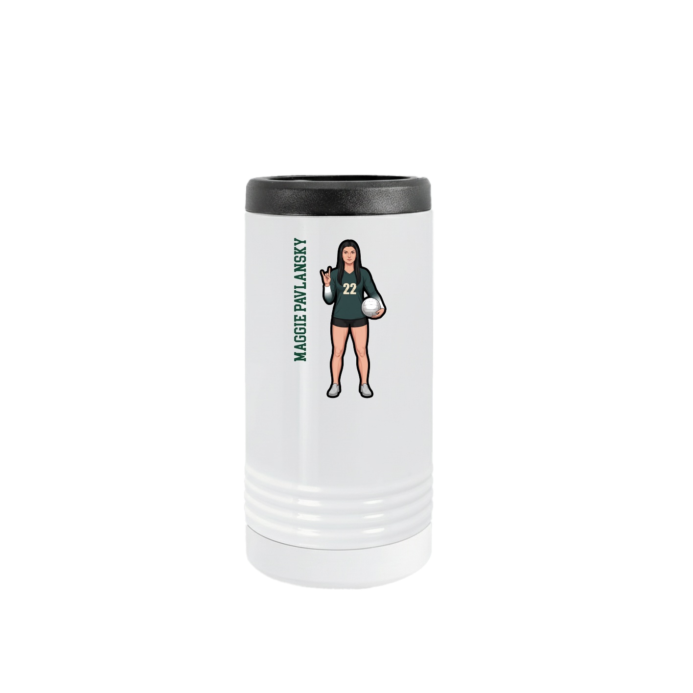 Slim Beverage Holder — Name Vertical in White