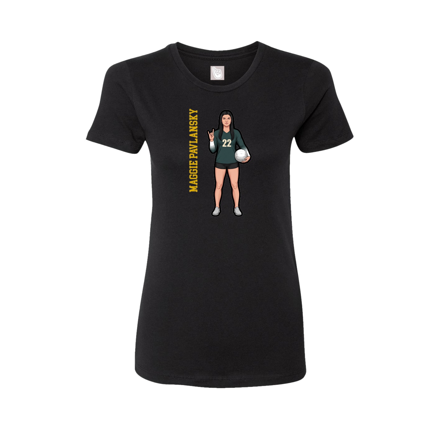 Fitted Women's Tee — Name Vertical in Black