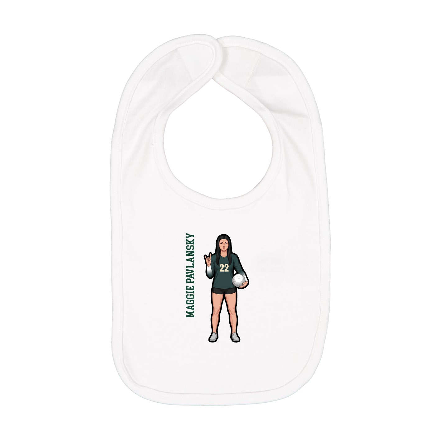 Infant Bib — Name Vertical in White