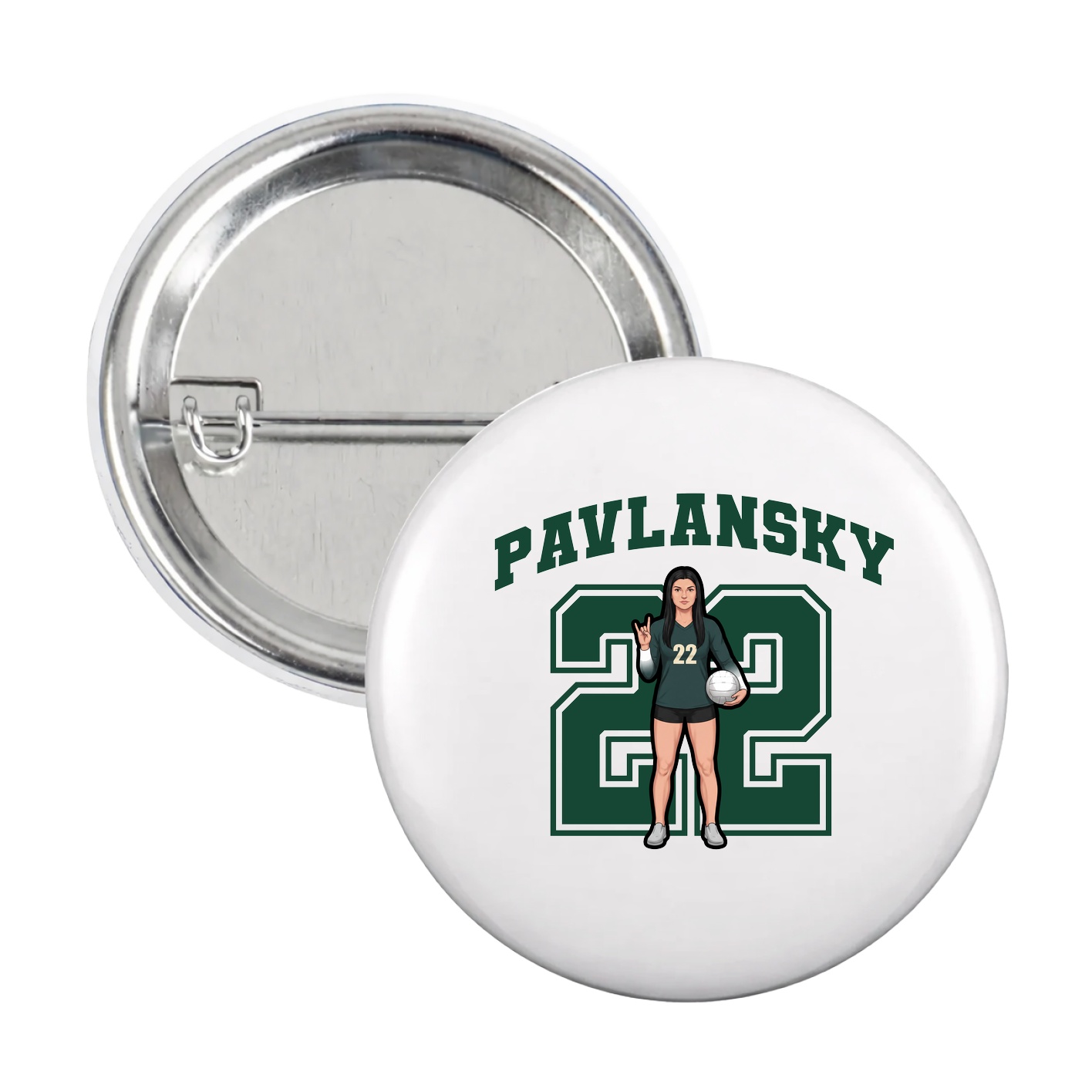 Game Day Button — Number in White