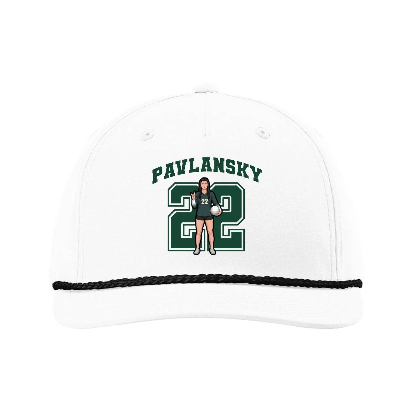 Five-Panel Classic Rope Cap — Number in White