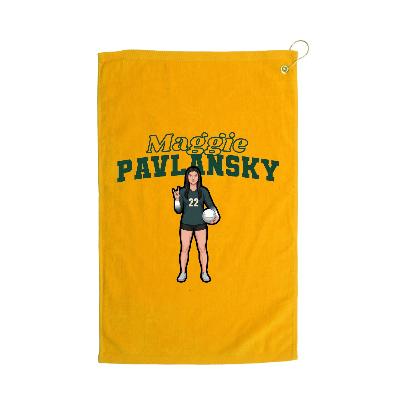 Golf Towel — Name Arch in Gold
