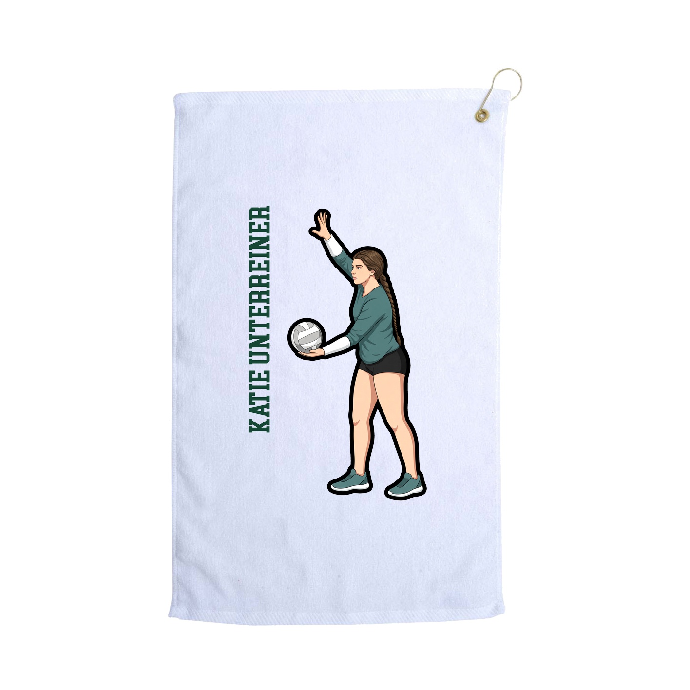 Golf Towel — Name Vertical in White