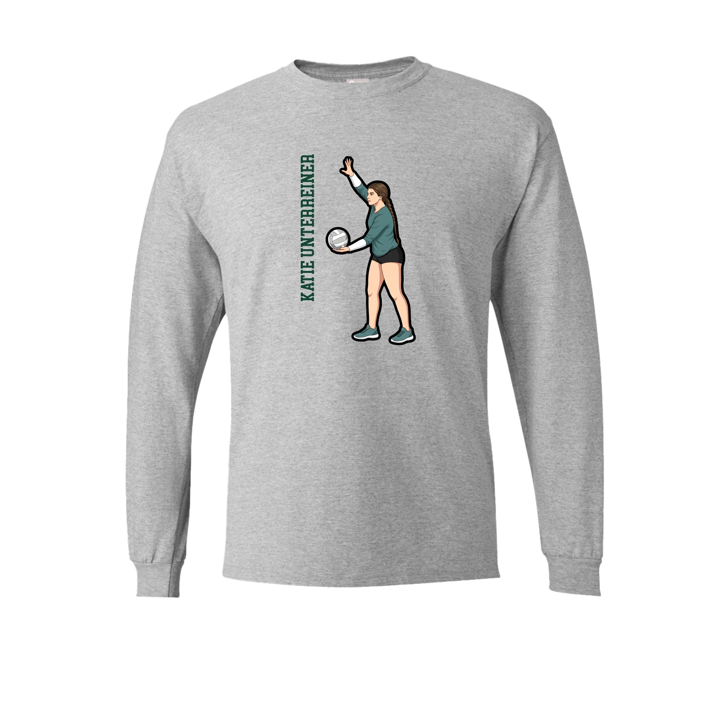 Long Sleeve Tee — Name Vertical in Grey