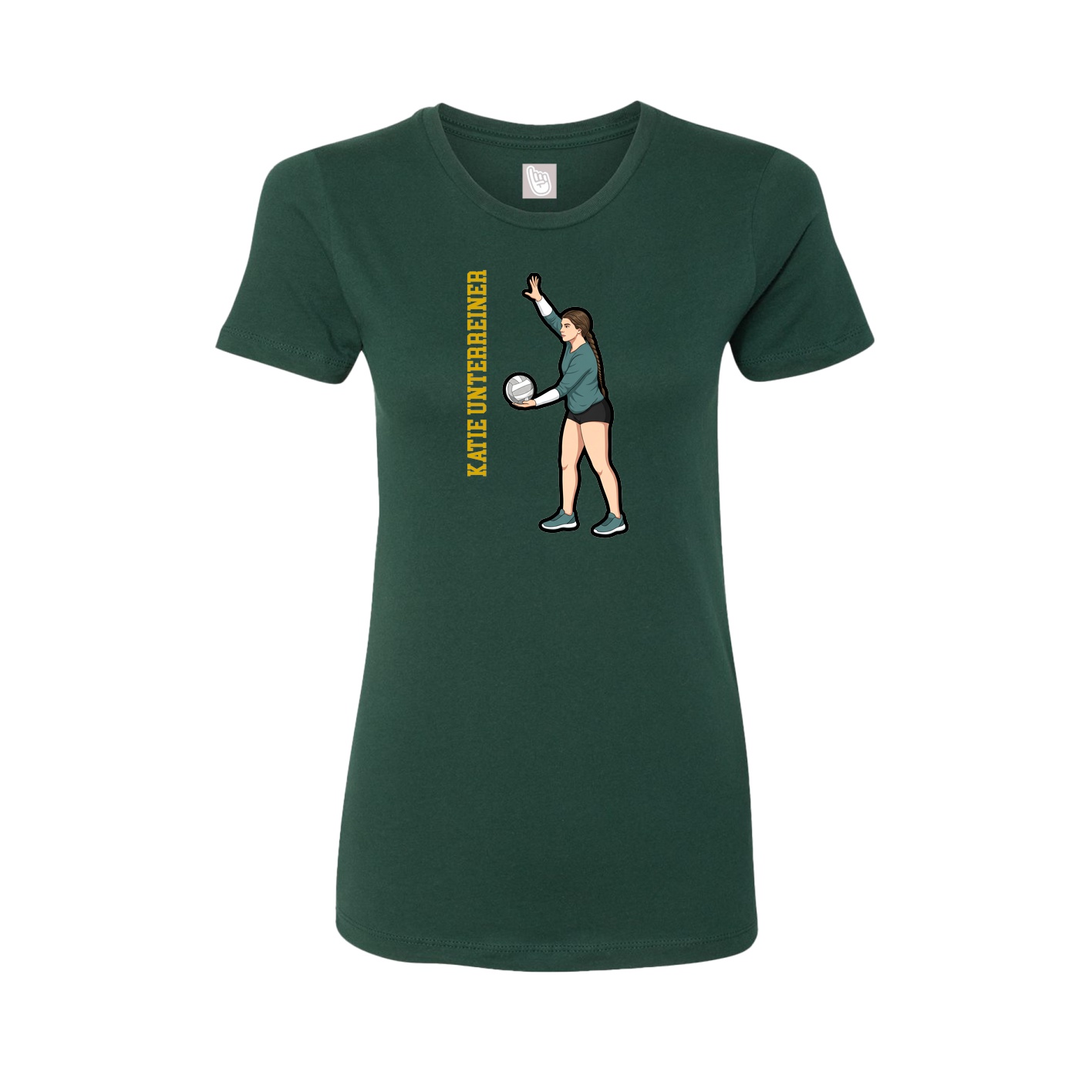 Fitted Women's Tee — Name Vertical in Green