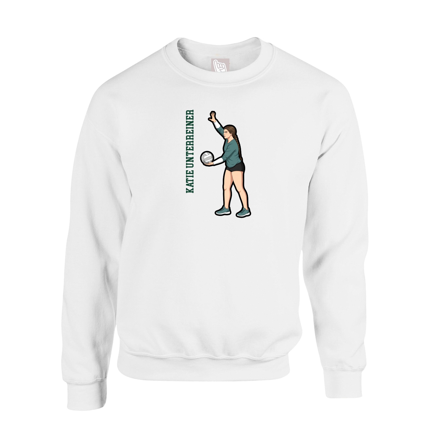 Fleece Crew — Name Vertical in White