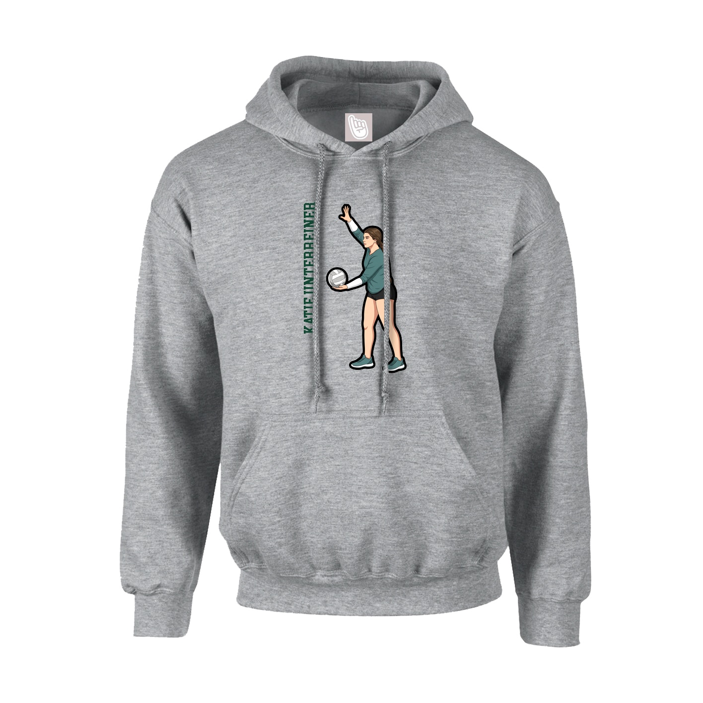 Youth Hoodie — Name Vertical in Grey