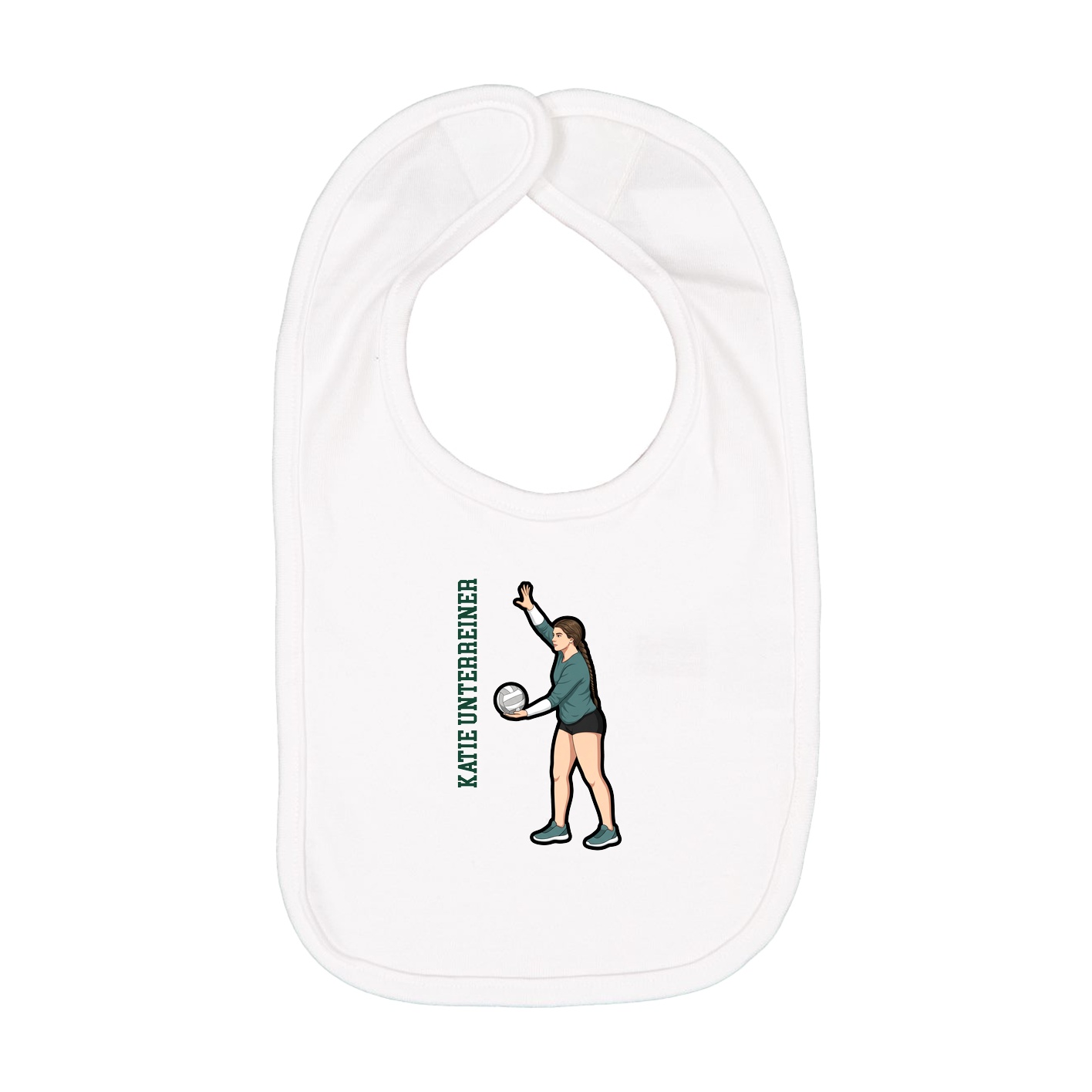 Infant Bib — Name Vertical in White