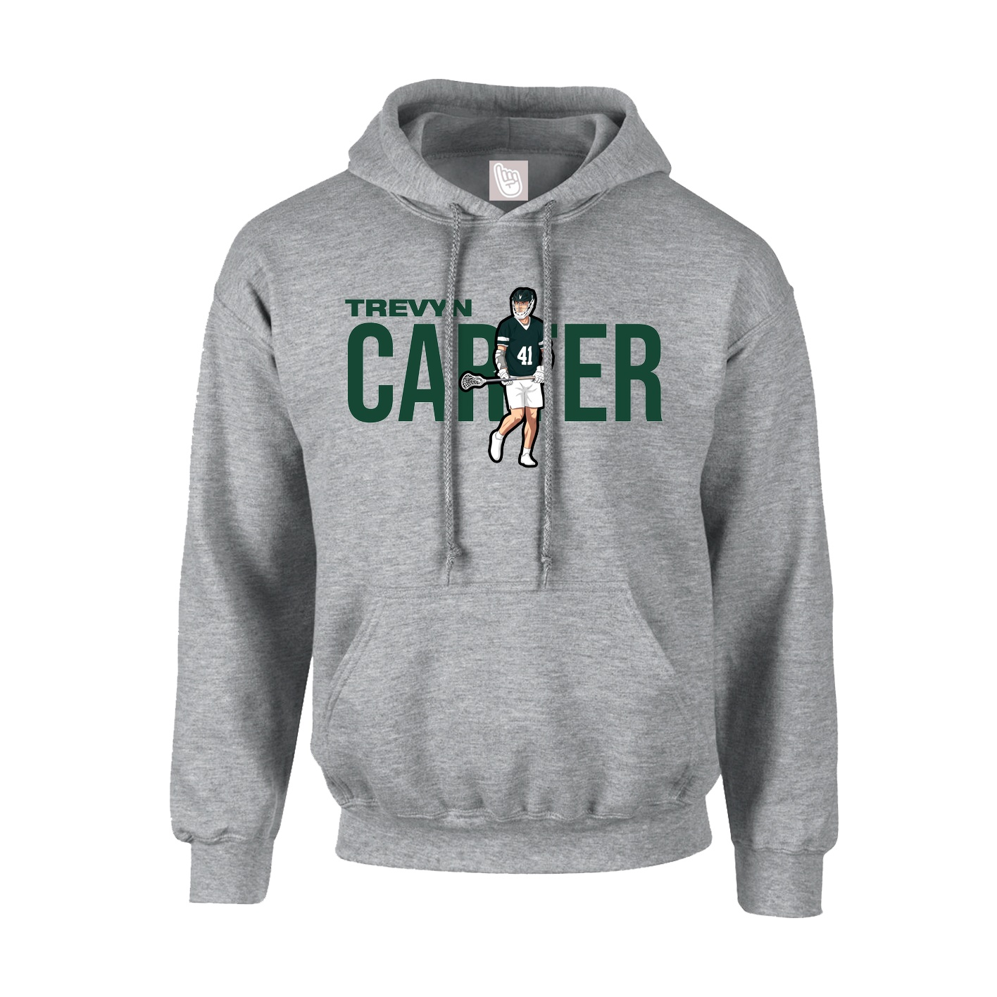 Youth Hoodie — Player Name in Grey
