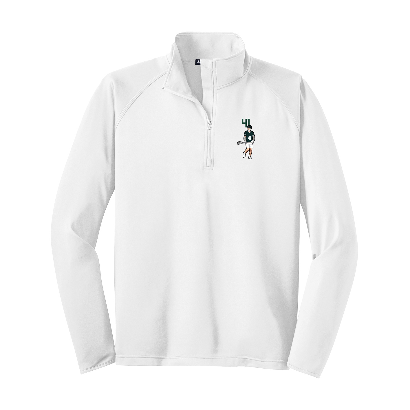 Q-Zip Pullover — Number Top in White