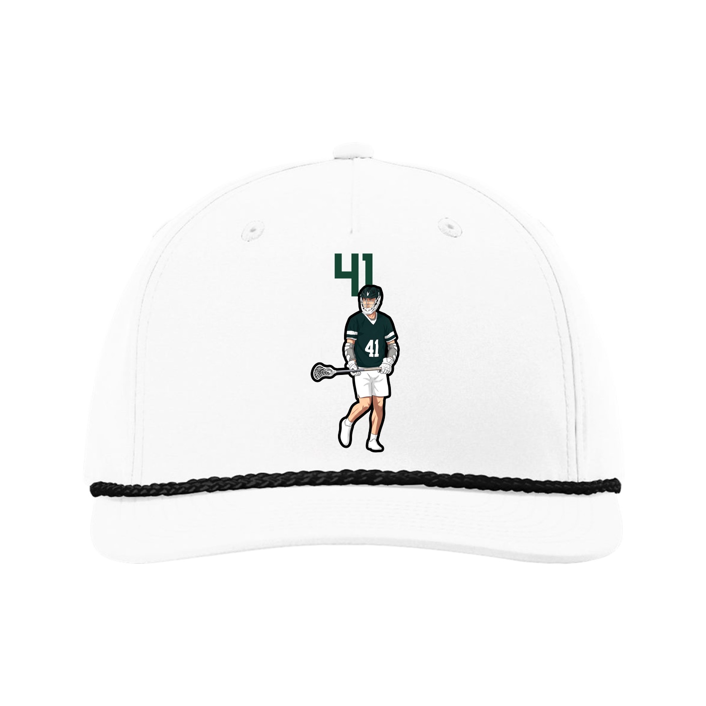 Five-Panel Classic Rope Cap — Number Top in White