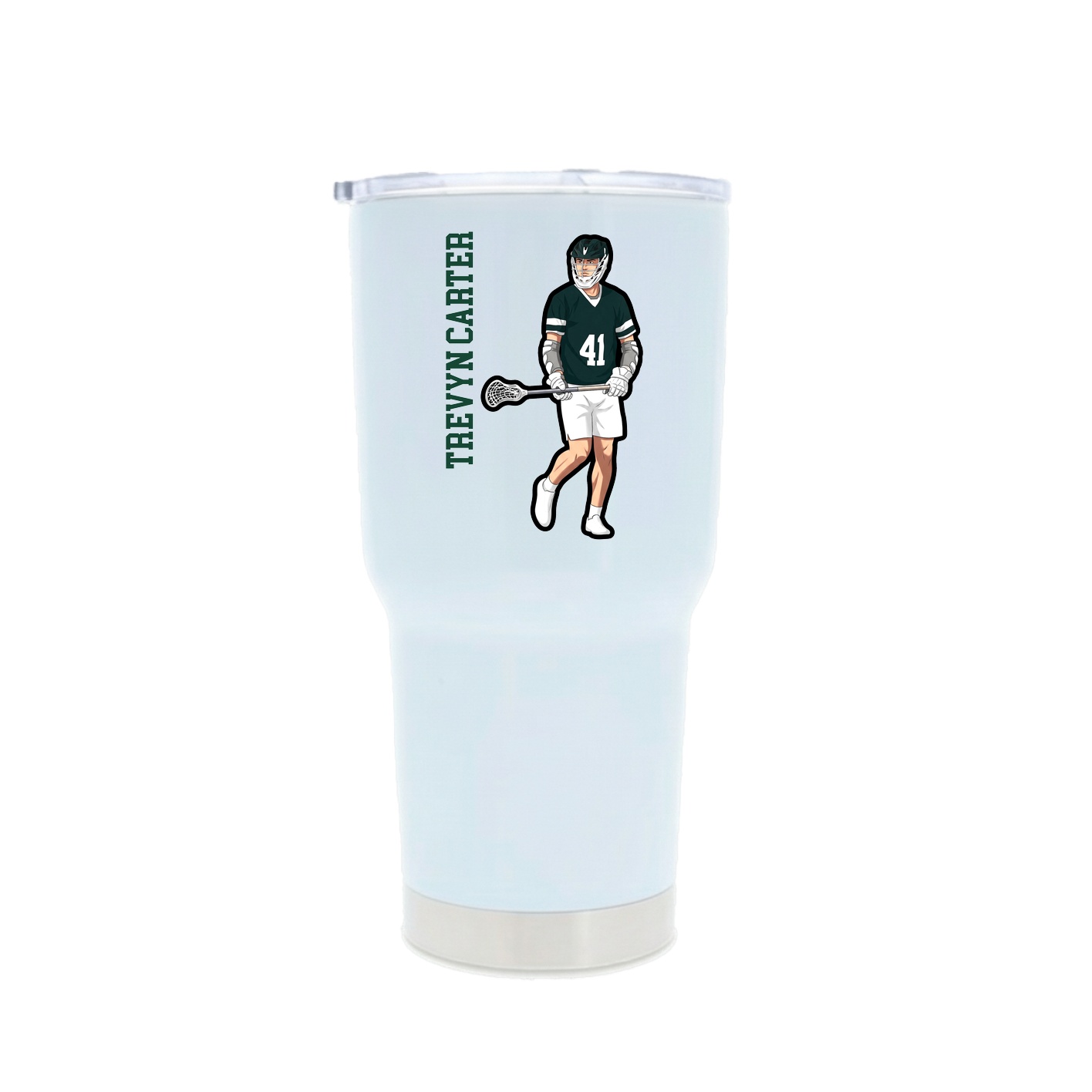 30oz Stainless Steel Tumbler — Name Vertical in White